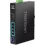 TRENDnet TI-PGM541 - Switch - -20 °C - 65 °C (-4 °F - 149 °F) - 4 x 10/100/1000 (PoE+) + 1 x Gigabit SFP - montagem em calha DIN, montagem na parede - PoE+ (120 W) - DC