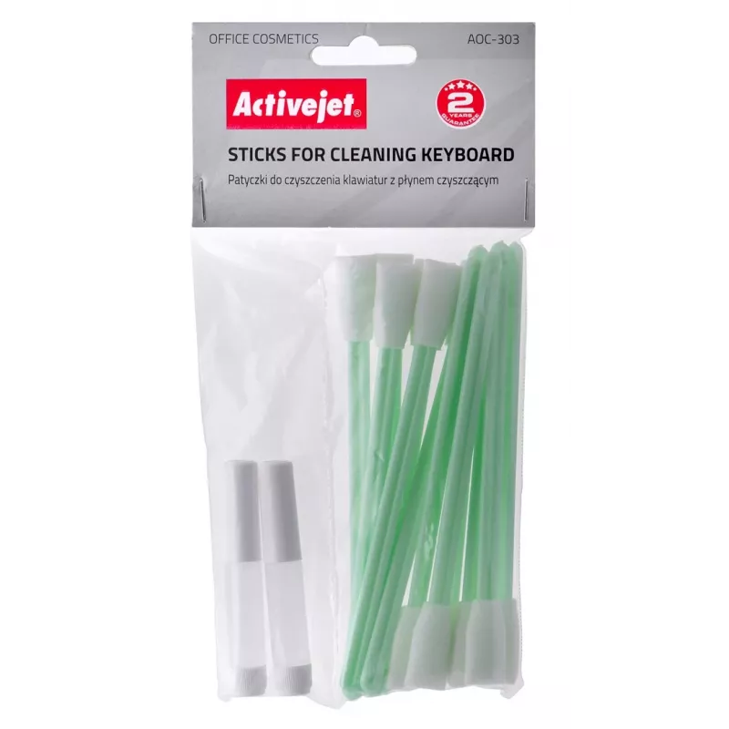 Conjunto de limpeza de equipamentos ActiveJet AOC-303 — 12 cotonetes brancos para teclados, universal