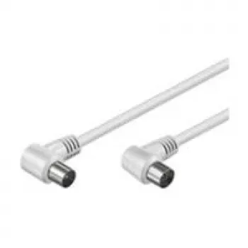 Cabo de ligação de antena em ângulo Wentronic Goobay, branco, 1,5 m - ficha IEC/coaxial 90° conector fêmea IEC/coaxial 90° (11520)