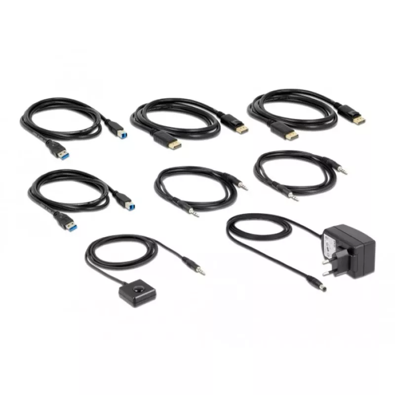 Comutador KVM DeLOCK DisplayPort 1.4 8K 60Hz USB áudio