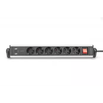 Digitus régua de tomadas de escritório 6 tomadas com 3 portas USB cabo de 1,5 m