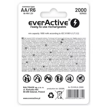 Pilha doméstica recarregável everActive EVHRL6-2000 pilha AA níquel-metal hidreto (NiMH)