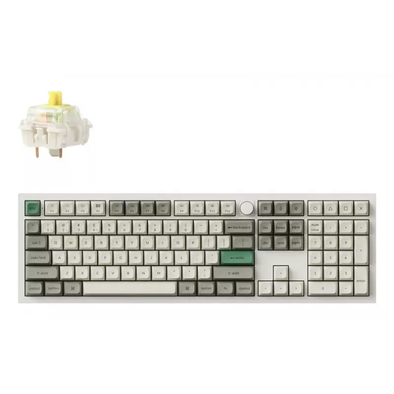 Teclado mecânico Keychron Q6M-P4 — Full-size 100% com fios e sem fios (USB, RF, Bluetooth 5.1), retroiluminação RGB, branco, USB-C