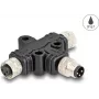 DeLOCK M8 T-splitter codificação A 3 pinos 1 x ficha para 2 x conector fêmea ligação paralela