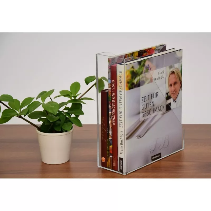 MAUL porta-revistas em acrílico A4, transparente, espessura: 3,8 mm dimensões: (L)98 x (P)263 x (A)307 mm (19510-05)