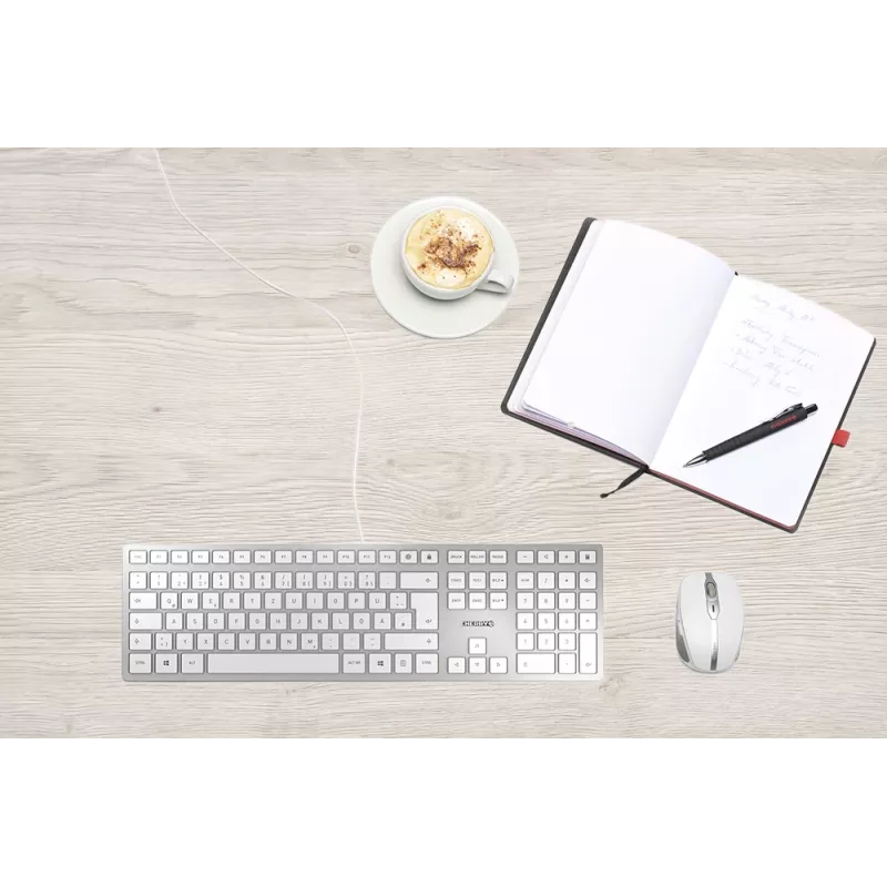 Teclado CHERRY KC 6000 fino universal USB QWERTZ alemão prateado
