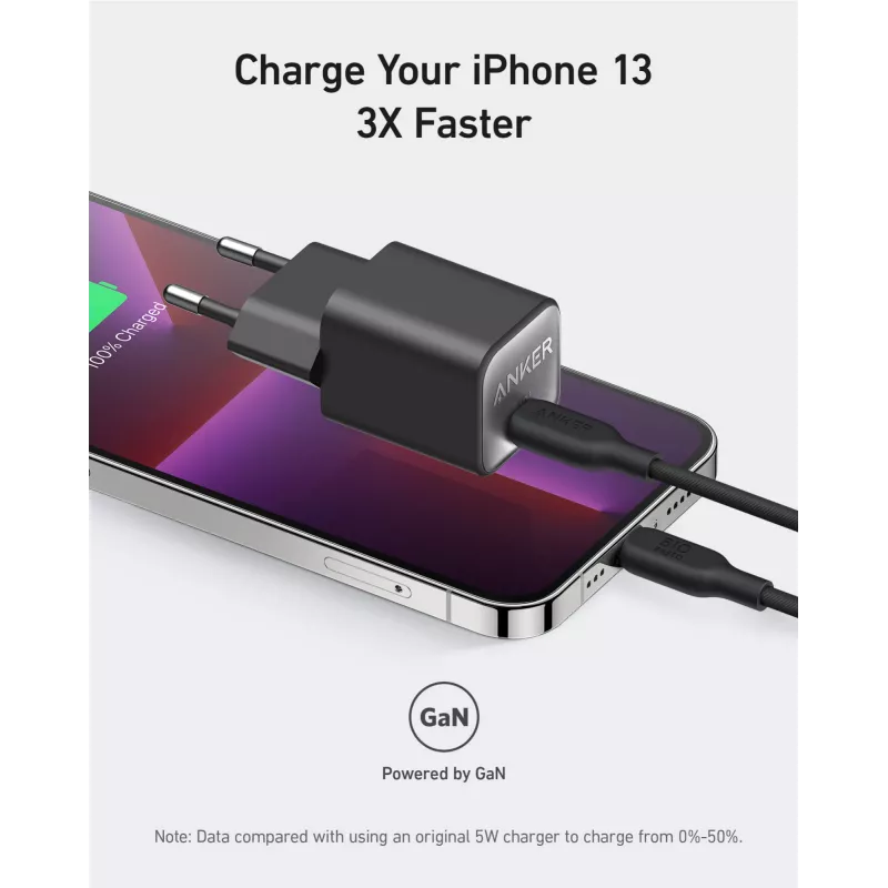 Carregador AC interior Anker 511 Nano 3 — 30W, 1× USB-C, 100–240V, preto
