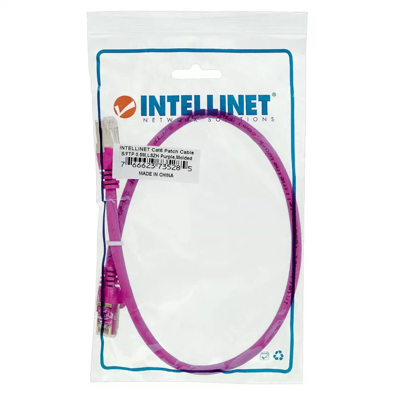 Cabo de rede patch Intellinet, Cat6, 0,5 m, vermelho, cobre, S/FTP, LSOH / LSZH, PVC, RJ45, contactos banhados a ouro, bainha de proteção contra dobras, com bainha, garantia vitalícia