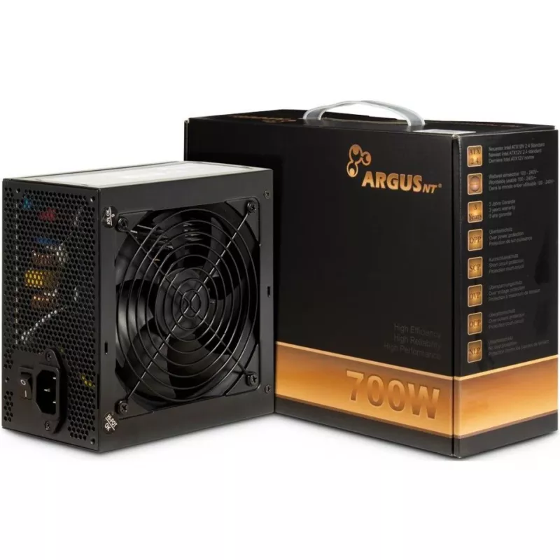 Fonte de alimentação INTER-TECH ArgusNT BPS-700, ventoinha de 120mm, Active PFC, 6xSATA, 4x PCI-E 6+2, 2x 4+4pin, 80+ Bronze, 230V EU (88882179)