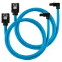 Cabo SATA com sleeve premium Corsair angular, azul 60 cm - pack de 2