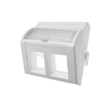 Adaptador 45x45 2xRJ45 convexo angular Alantec OS022 — adaptador angular RJ45 de 2 portas