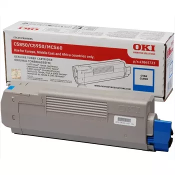 Toner OKI ciano 6000 páginas para C5850 C5950