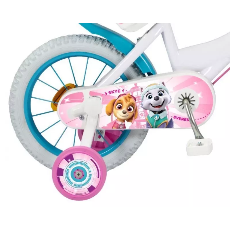 Bicicleta citadina para criança Toimsa PAW PATROL 14 polegadas aço, rodas insufláveis de 14 polegadas, travões de aro dianteiro/traseiro, cesto, assento para boneca, rodas de apoio