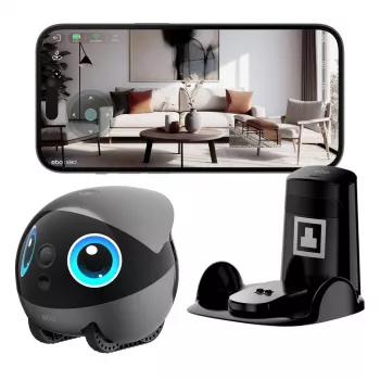 EnaBot Ebo Air 2 Plus robô de vigilância doméstico móvel com câmara de IA, cinzento