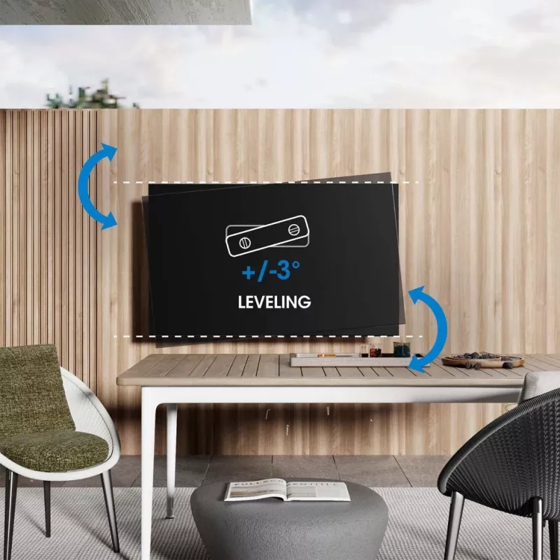 Suporte de parede exterior Manhattan para televisores e monitores, totalmente articulado, para ecrãs de 37-65 polegadas, VESA 200x200-600x400 mm, até 50 kg, resistente às intempéries, preto