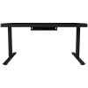 Secretária gaming de altura ajustável com dois motores, função sentado/em pé, carregador sem fios, iluminação RGB, painel de controlo e portas USB, tampo em vidro temperado, preto