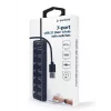 Hub USB Gembird UHB-U3P7P-01, 7 portas USB 3.2 Gen 1 (Type-A), cabo de 0,24 m, preto