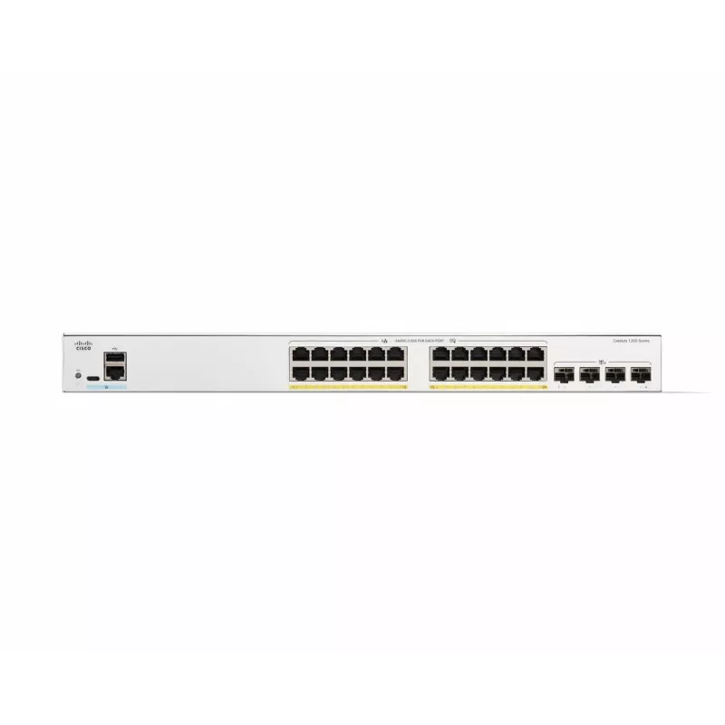 Cisco Catalyst 1200-24P-4X Smart Switch, 24 portas GE, PoE, 4x10GE SFP+, Limited Lifetime Protection (C1200-24P-4X)