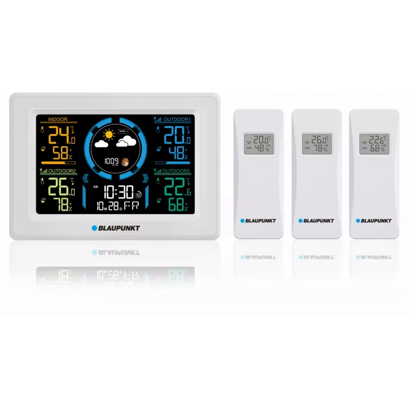 Estação meteorológica sem fios BLAUPUNKT WS40WH com monitor de temperatura e humidade interior/exterior
