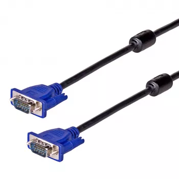 Akyga AK-AV-01 cabo VGA D-Sub 15 pinos macho/macho, 1,8 m, preto, com filtro de ferrite