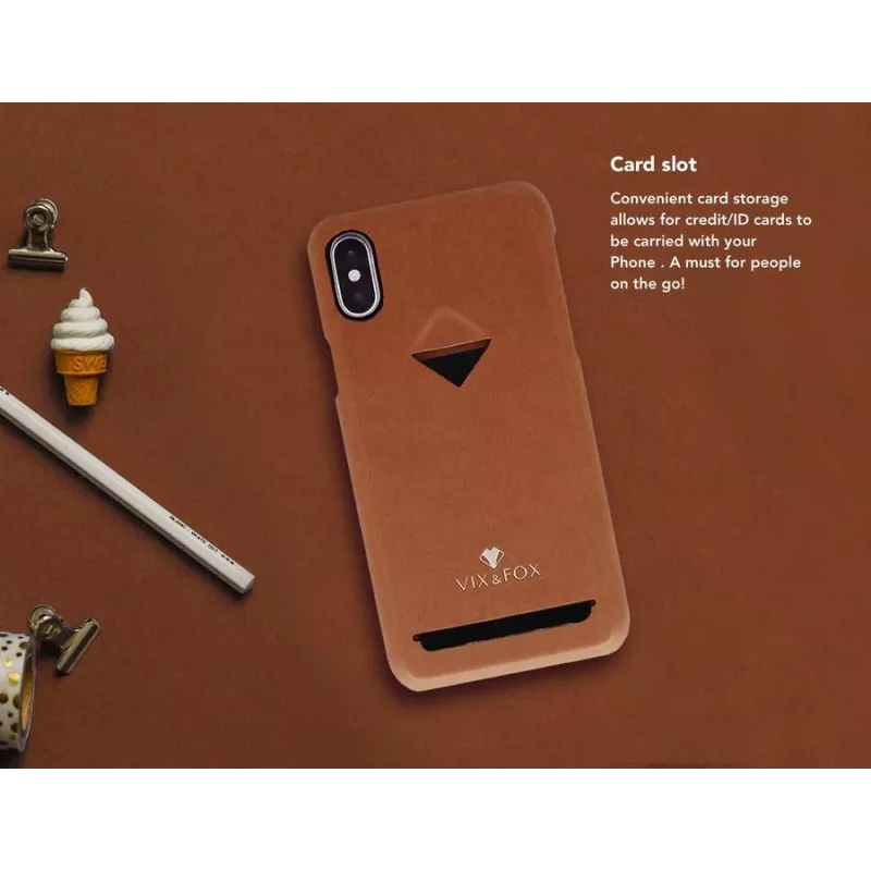 Capa traseira com compartimento para cartões VixFox para Samsung S9 — castanho caramelo, cobertura traseira com compartimento para cartões
