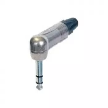 Ficha jack 1/4 profissional de 3 polos em ângulo reto, contactos niquelados, caixa niquelada (NTR-NP3RX)