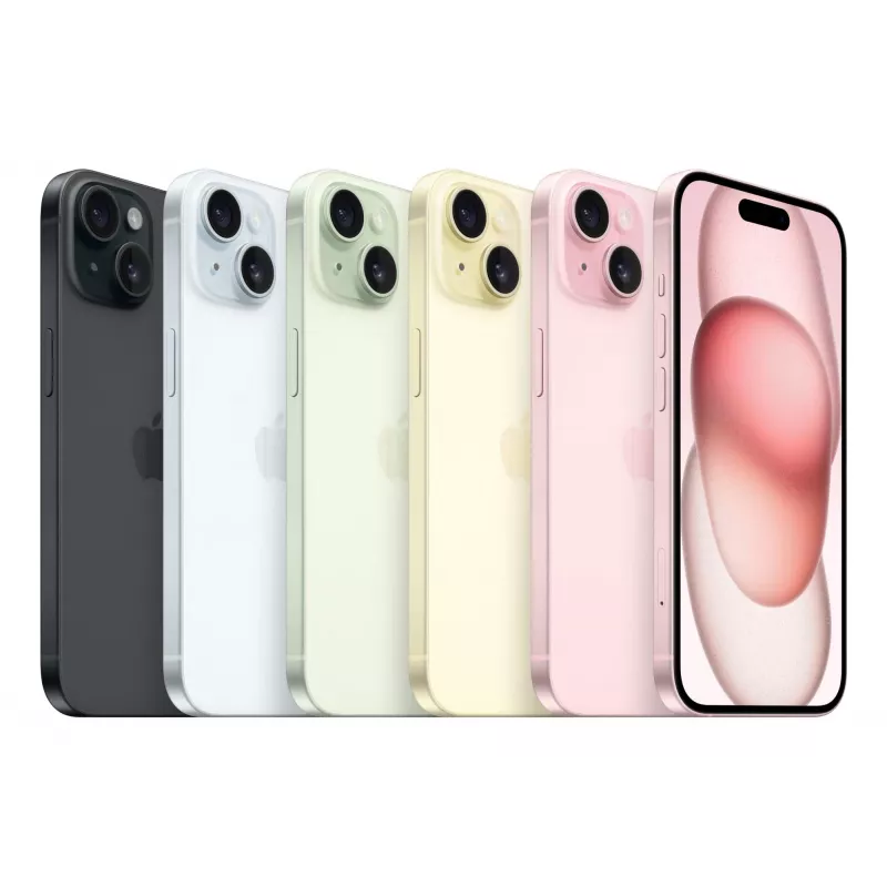 Apple iPhone 15 smartphone 6,1" (15,5 cm) OLED, Dual SIM, A16, 128 GB, câmara dupla de 48 MP, iOS 17, 171 g, azul (versão Índia)