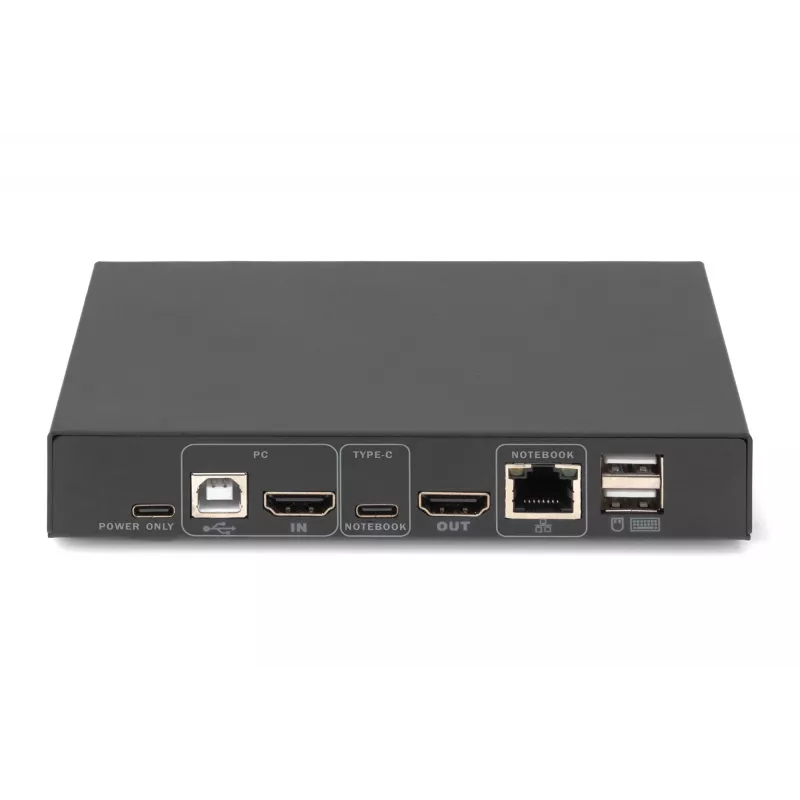 DIGITUS DS-12901 - Switch KVM/áudio/USB - 4K 30 Hz, entrada USB-C/USB/HDMI, saída HDMI, rede