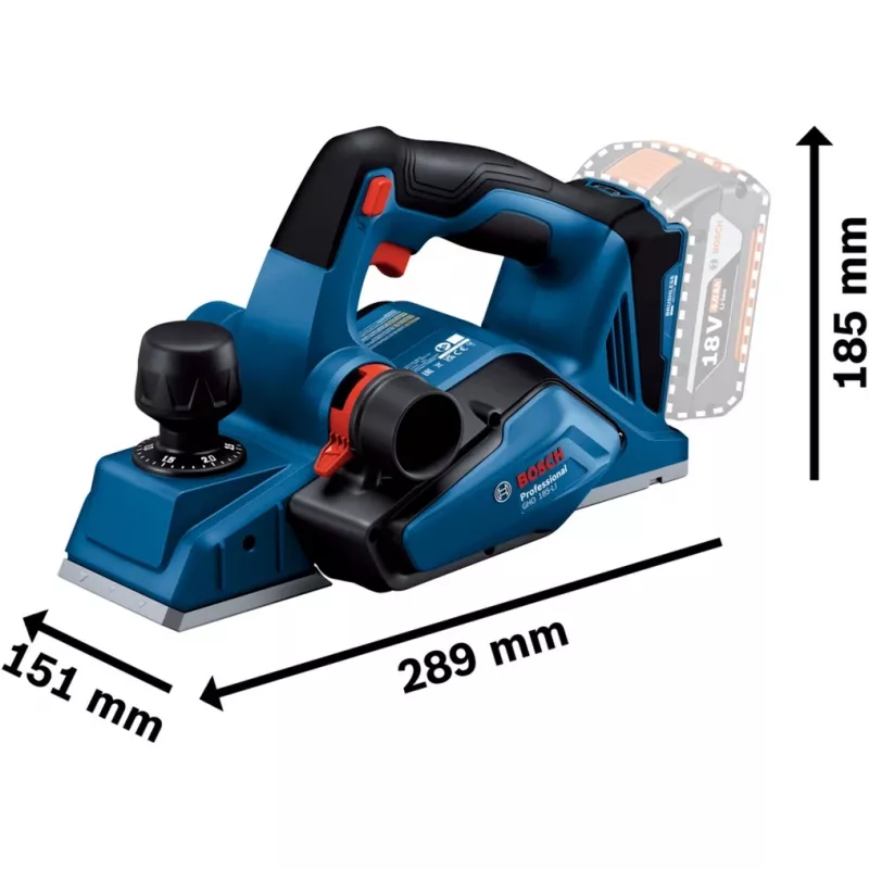 Plaina manual a bateria GHO 18V-26 Professional Solo, 18 Volt, plaina elétrica azul/preto, sem bateria e carregador, em L-BOXX