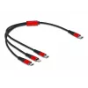 Cabo de carregamento USB DeLOCK 86710 3 em 1 USB Type-C para Lightning Micro USB 30 cm preto vermelho