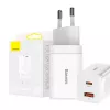 Baseus Super Si Pro carregador rápido USB + USB-C 30W (branco)