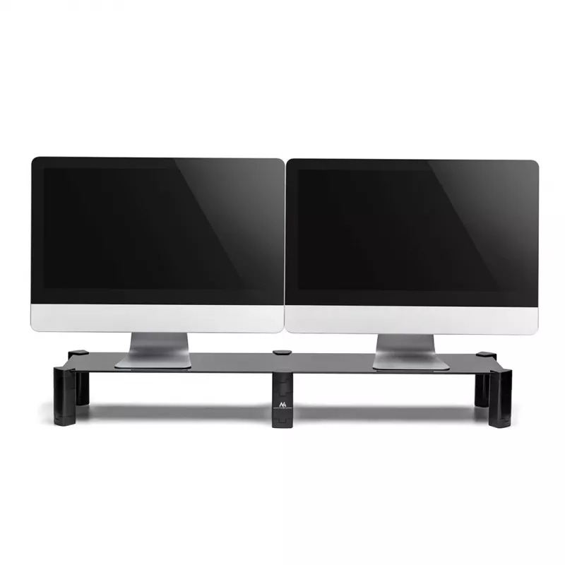 Suporte para monitor MACLEAN MC-936 braço duplo, carga máxima 20 kg, base em vidro temperado