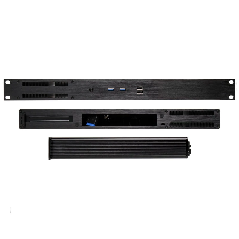 Akasa Galileo TU3 Caixa Thin Mini-ITX 1U para rack, sem ventoinha, OEM, Preto