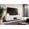 Móvel de TV Cama Meble MARMO 2D1S1K, 195x40x47,5 cm, branco mate/tampo superior branco mármore