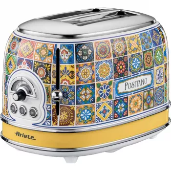 Ariete 155 Torradeira Positano, 810 W, 2 fatias, 6 níveis de tostagem, gaveta para migalhas, função de descongelação, ejeção automática, sem pinças