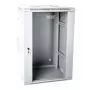Armário de rede de parede 19 15U 600x600, porta de vidro, cinzento, design dividido, montado, 60kg