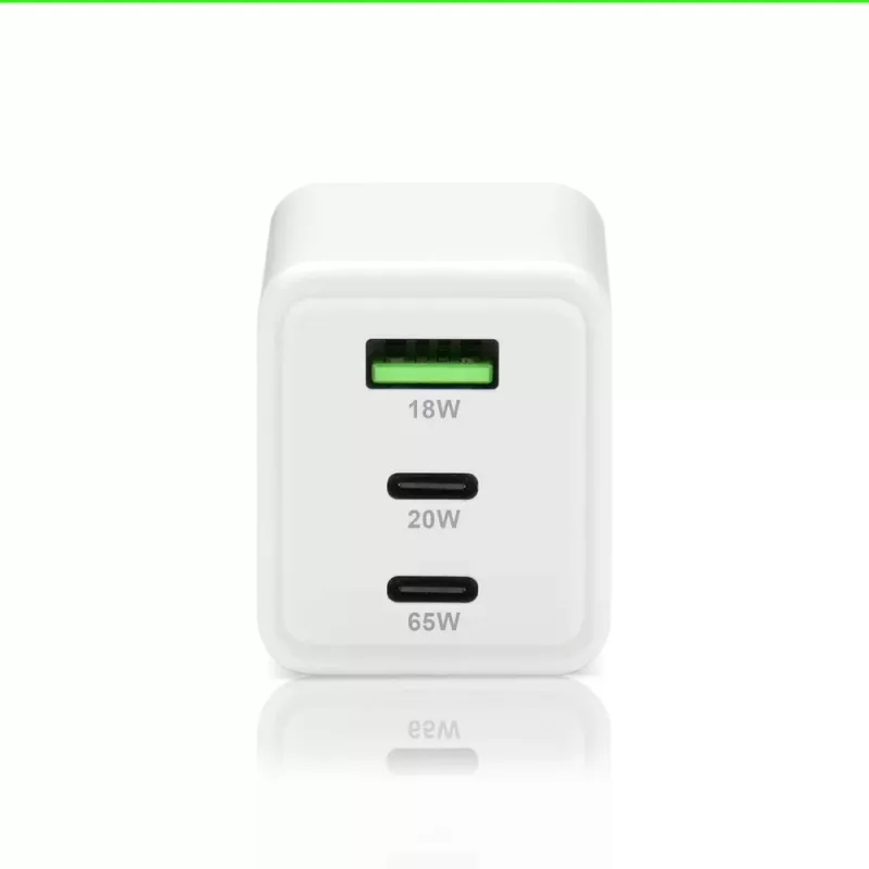 Carregador everActive SQ-655Q 65W, 1×USB-A + 2×USB-C carregamento rápido