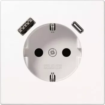 Tomada tipo F Jung LS1520-15CAWW, 16 A, 50/60 Hz, IP20, caixa de plástico, USB 5 V