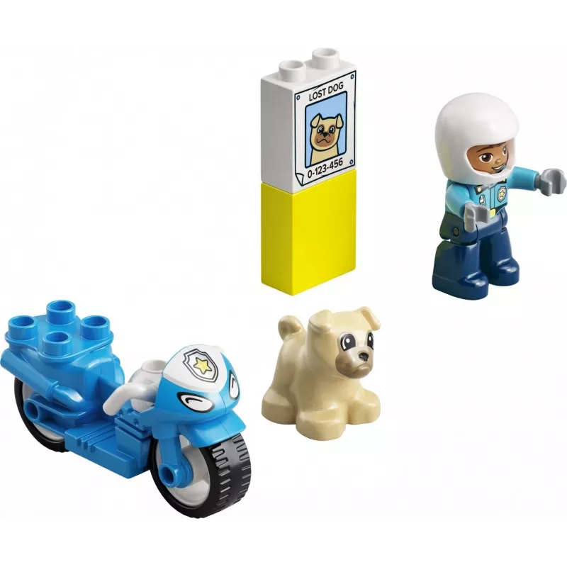 Conjunto de mota de brinquedo LEGO Duplo Polícia 10967 com rodas móveis e figura de polícia