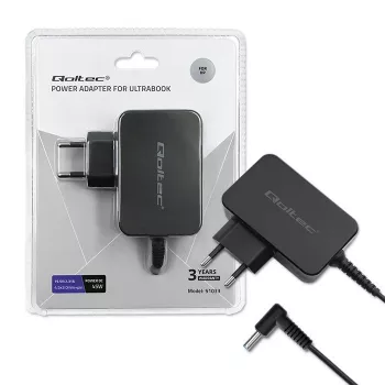 Qoltec 51033 adaptador de corrente para portátil para ultrabook HP, 45 W, 19,5 V, 2,31 A, 4,5×3,0 mm + pino, para interior, preto