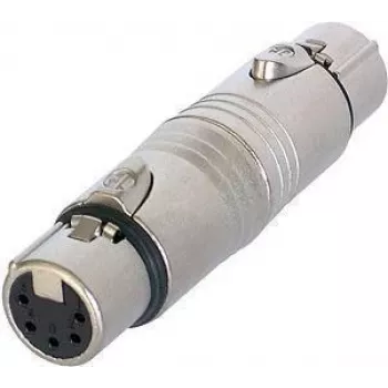NEUTRIK NA5FF - adaptador redondo (conector fêmea XLR de 5 pinos / conector fêmea XLR de 5 pinos) - em prateado (NA5FF)