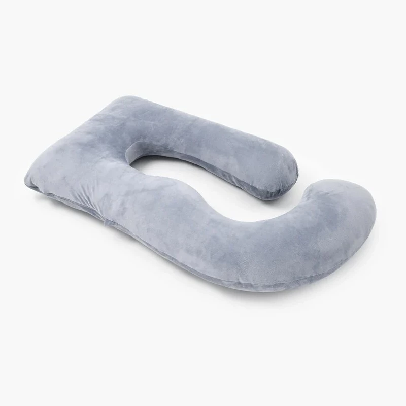 Almofada de gravidez em forma de U Momcozy PP101, veludo cinzento-escuro