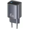 Carregador T66 45W CC290 GaN carregamento rápido prateado