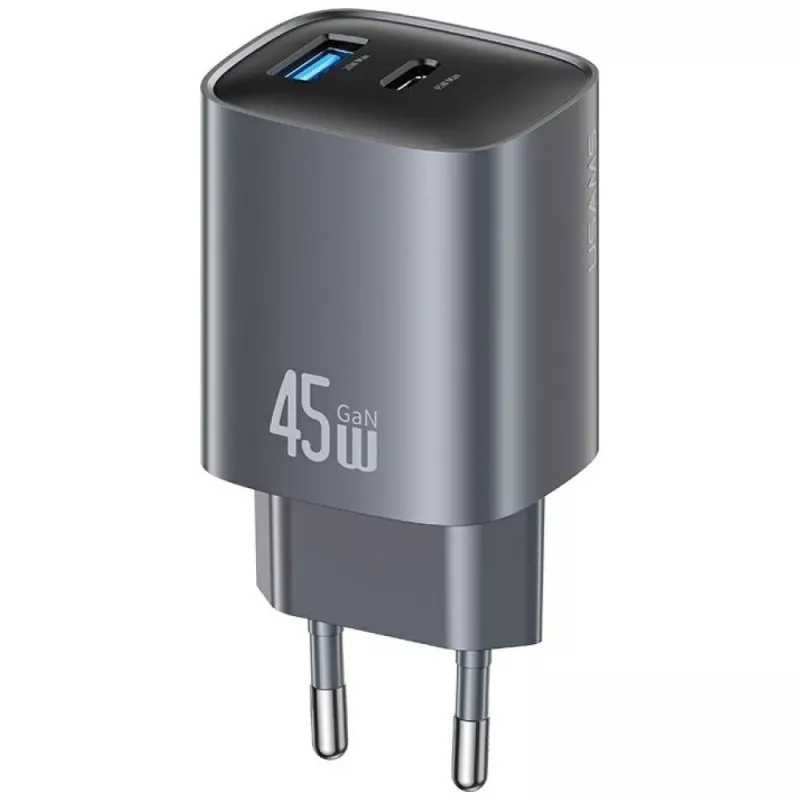 Carregador T66 45W CC290 GaN carregamento rápido prateado
