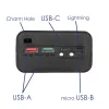 Akyga AK-BC-05 Caixa para power bank 37000 mAh, 12x 18650, 22,5W, Qi, USB-C, 2x USB-A, Lightning