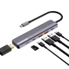 Hub USB Type-C CANYON DS-17 — HDMI, USB 3.2 Gen 1 A, USB-C, MicroSD, 10000 Mbit/s, cinzento