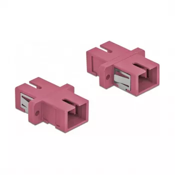 Ficha de fibra ótica SC fêmea–fêmea DELOCK 85995, violeta, pack de 4