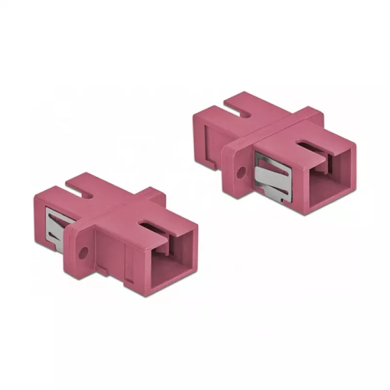 Ficha de fibra ótica SC fêmea–fêmea DELOCK 85995, violeta, pack de 4