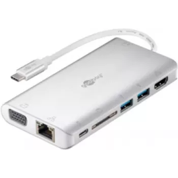 Goobay 49850 Estação de acoplamento e replicador de portas para portátil com fio USB 3.2 Gen 1 (3.1 Gen 1) Type-C prateado - branco (49850)