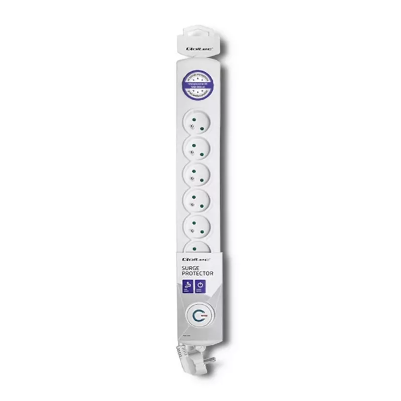 Proteção contra sobretensões Qoltec 50293 branco 8 tomadas AC 230 V